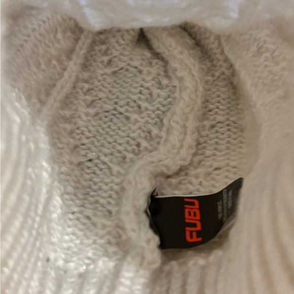 FUBU Cream Knit Hat with Fur Pom - Picture 5 of 6
